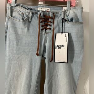 vintage NWT Almost Famous Lace-Up Light Blue Flare Jeans Festival low waist